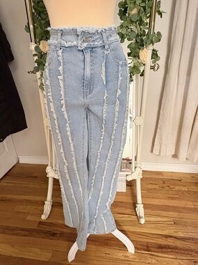 Stylish Blue Striped Women's Flare Jeans